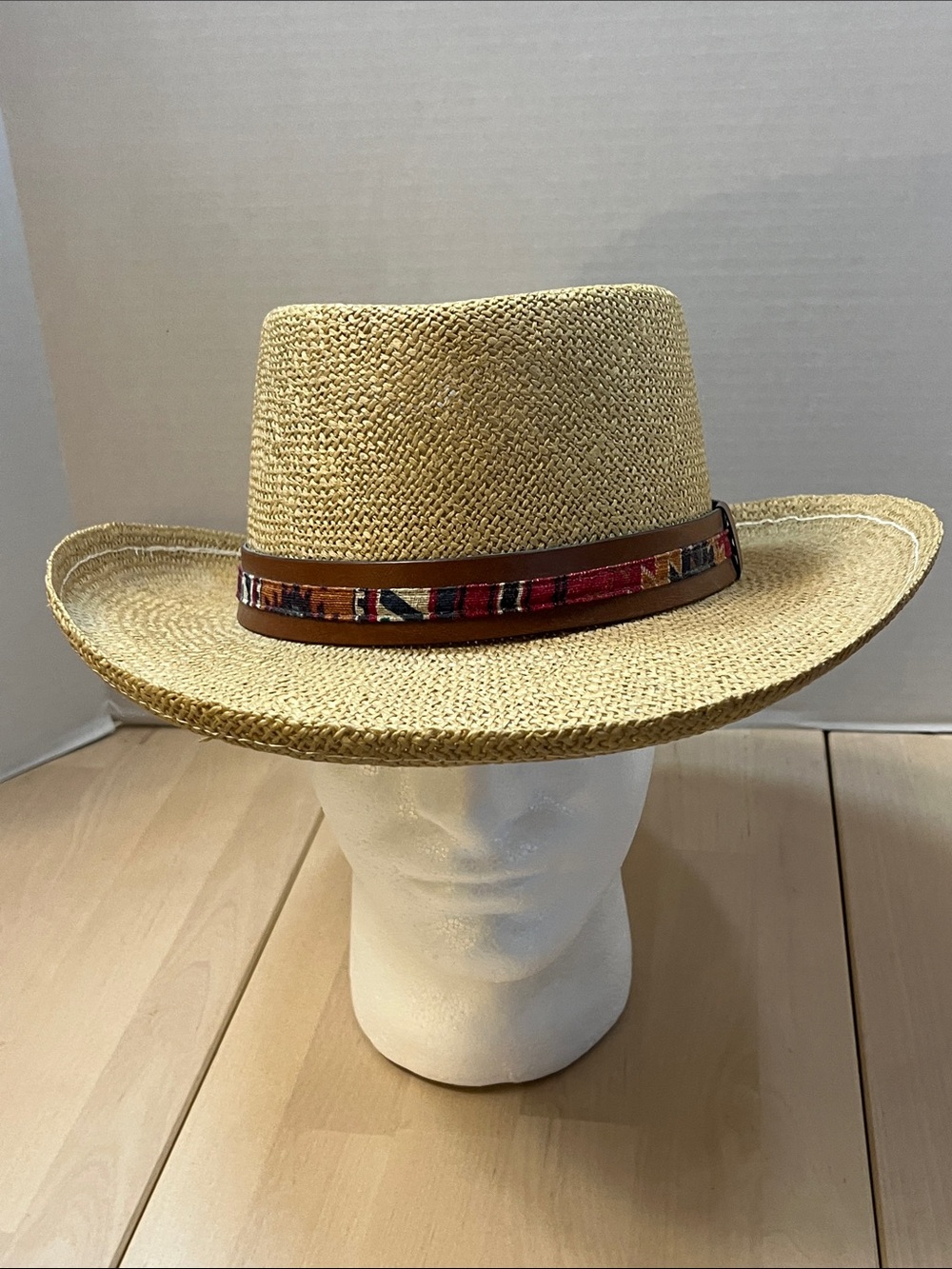 Vintage UNIHAT by TEXACE Sand Hills Straw Golf Hat w/Fabric & Leather Trim Band - Picture 16 of 16